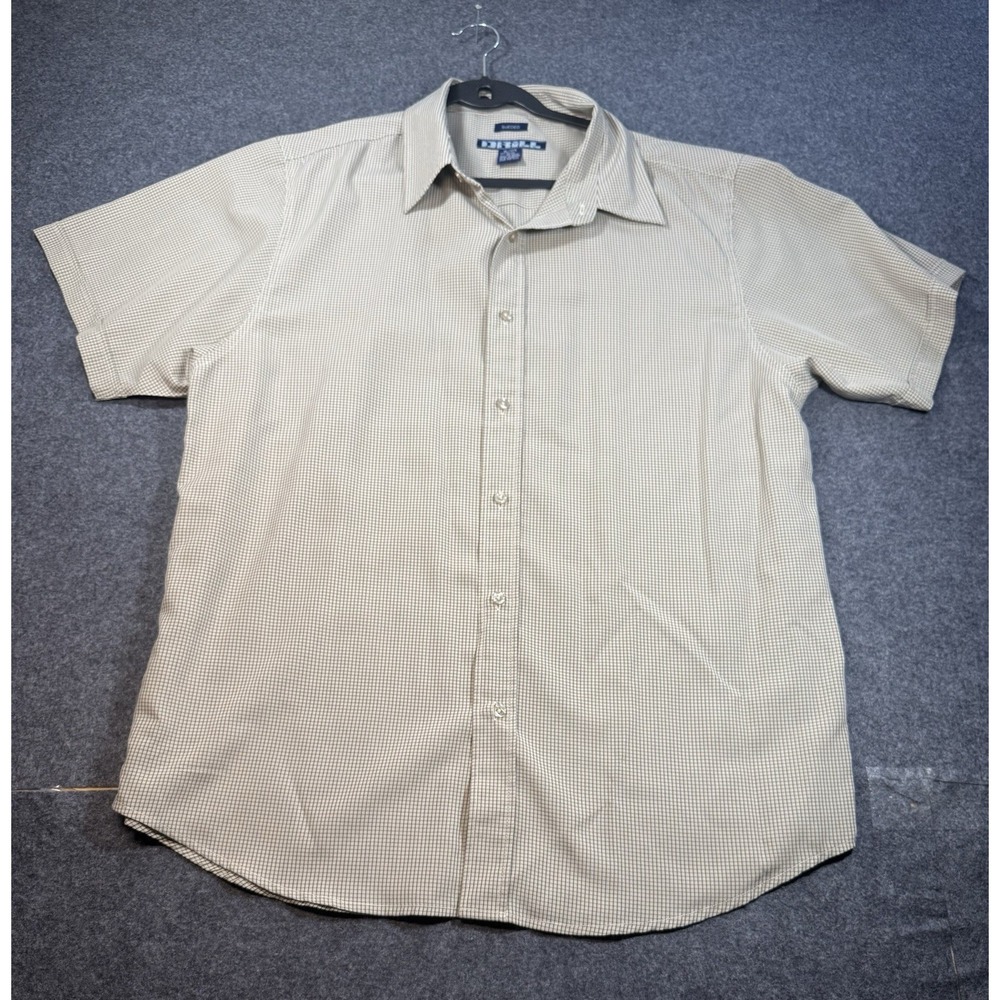 Sueded by Drill Short Sleeve Button Down Shirt‎ Tan Plaid XL